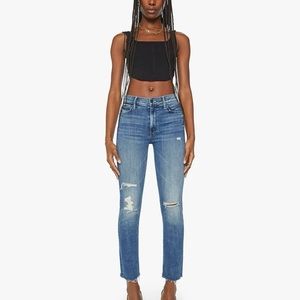 MOTHER Women's Blue Straight Leg Jeans